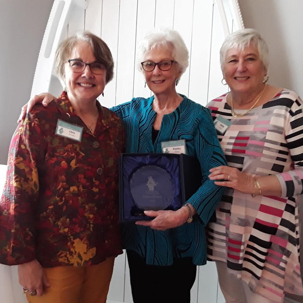 Franky Waters received the NBWC Superstar Award from President Chris Skrotsky at the general meeting in April 2023. 
From left to right: Chris Skrotsky, Franky Waters, Kathy Fannin